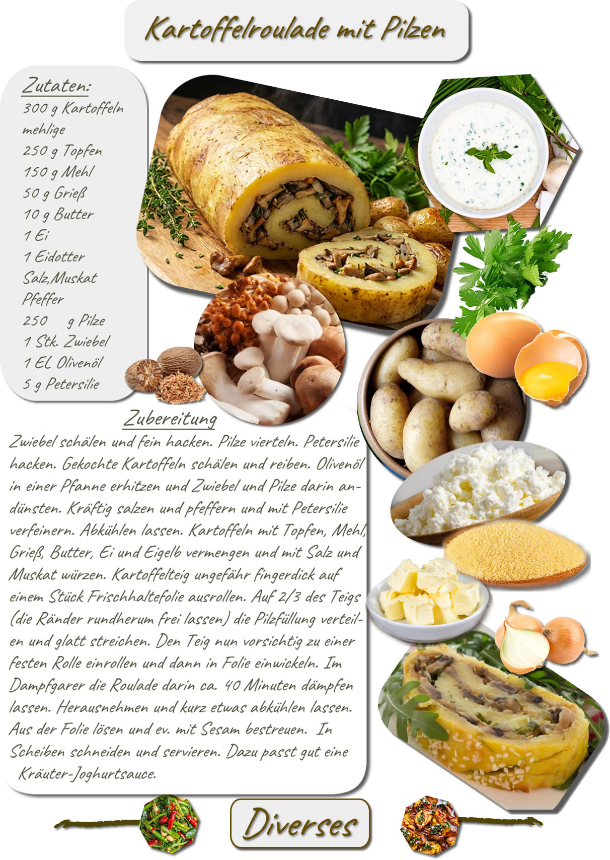Kartoffelroulade mit Pilzen