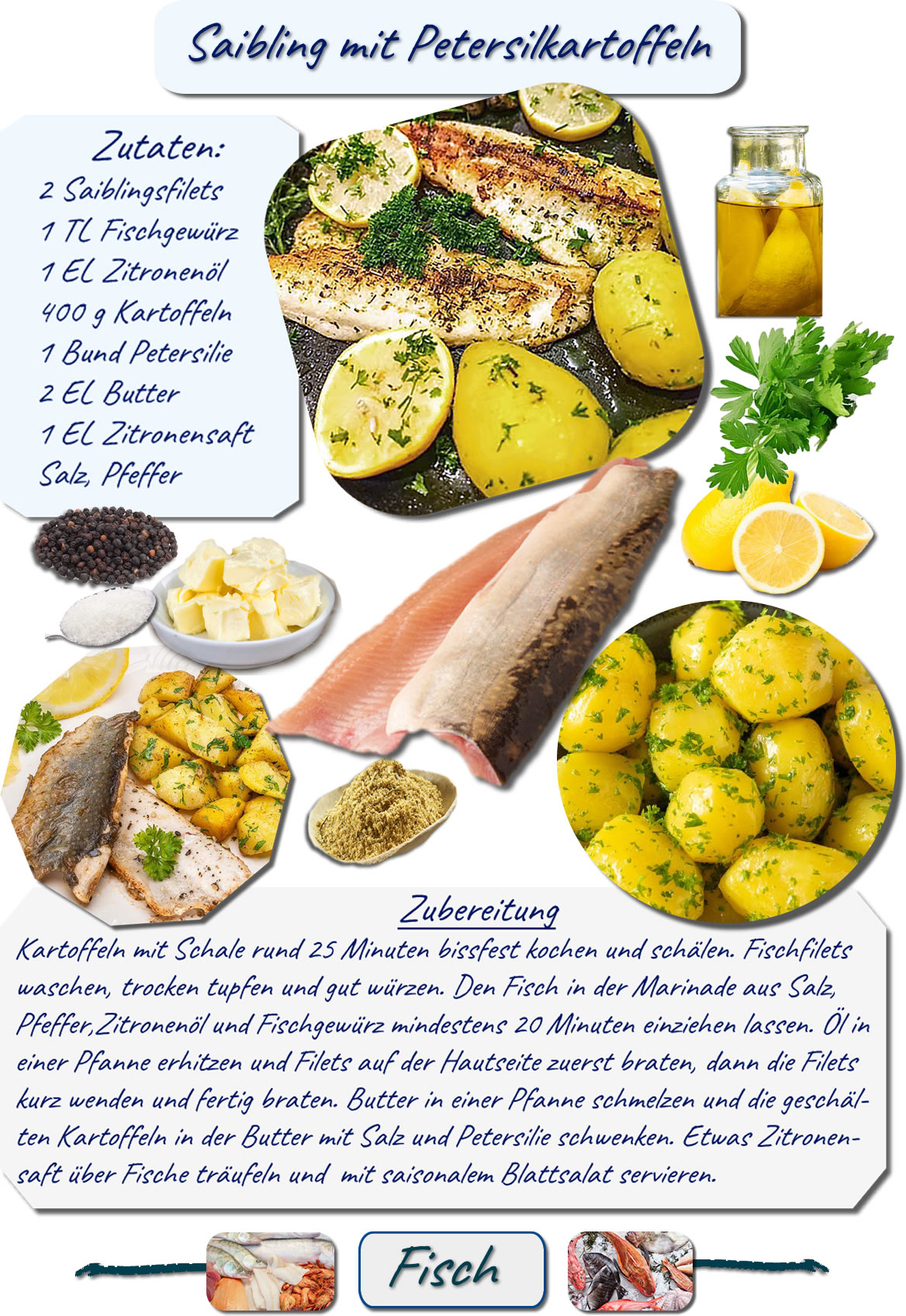 Saibling gebraten mit Petersilkartoffeln
