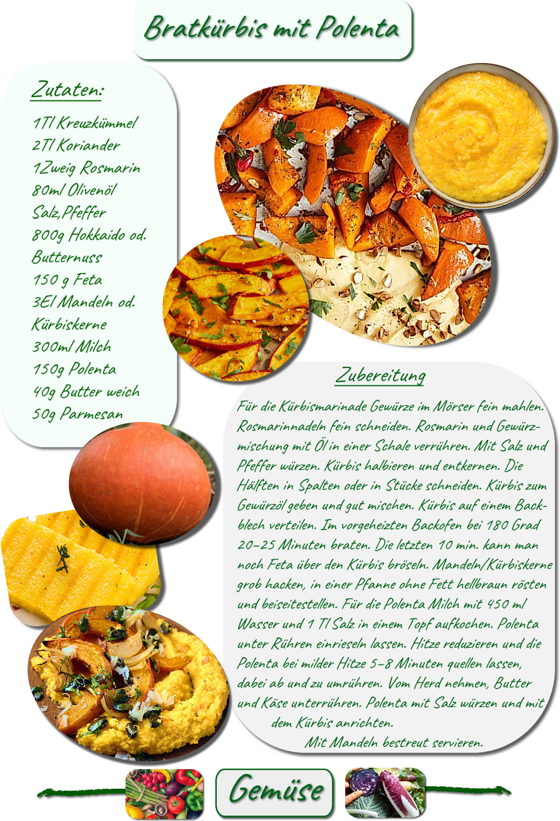 Bratkürbis mit Polenta