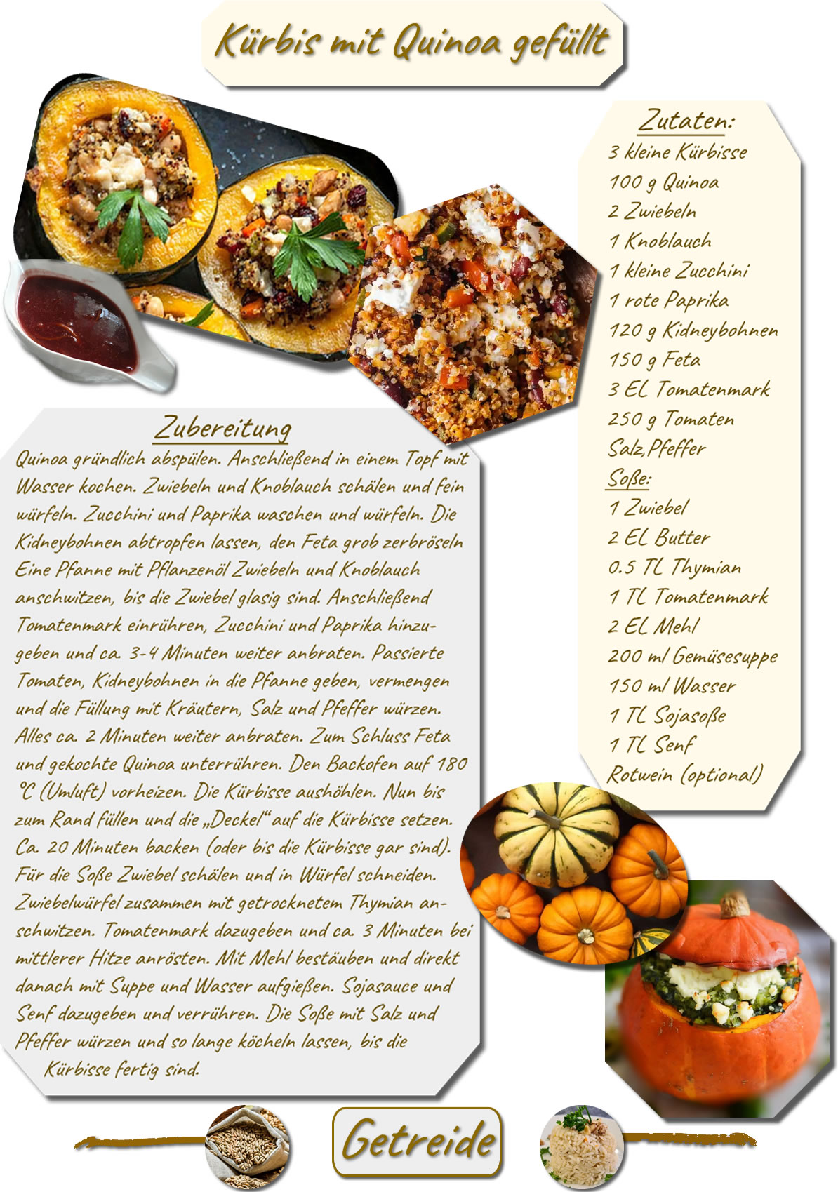 Kürbis mit Quinoa gefüllt