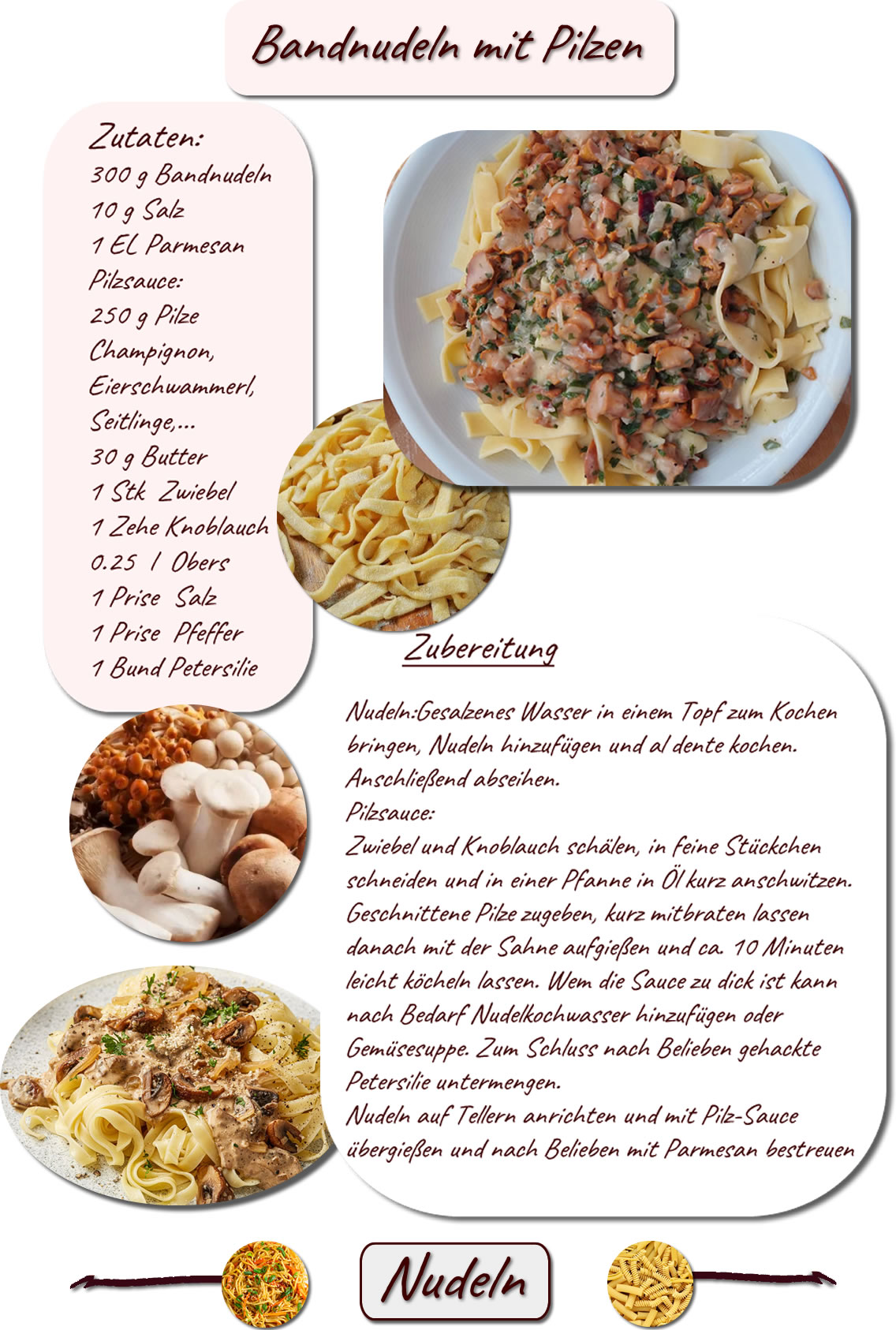 Bandnudeln mit Pilzen