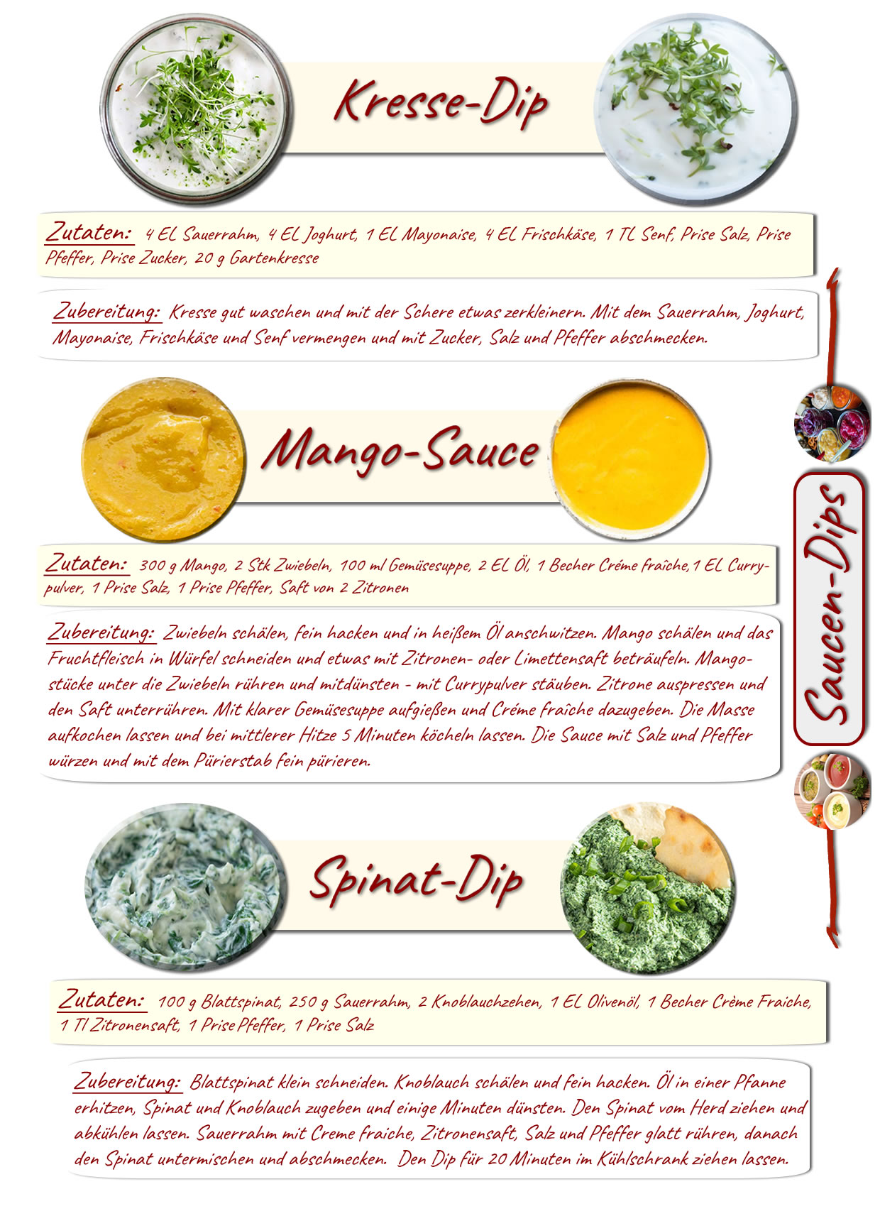 Kresse-Dip+Mangosauce+Spinat-Dip