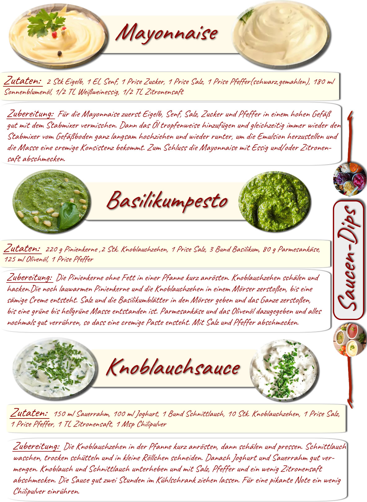 Mayonnaise+Basilikumpesto+Knoblauchsauce