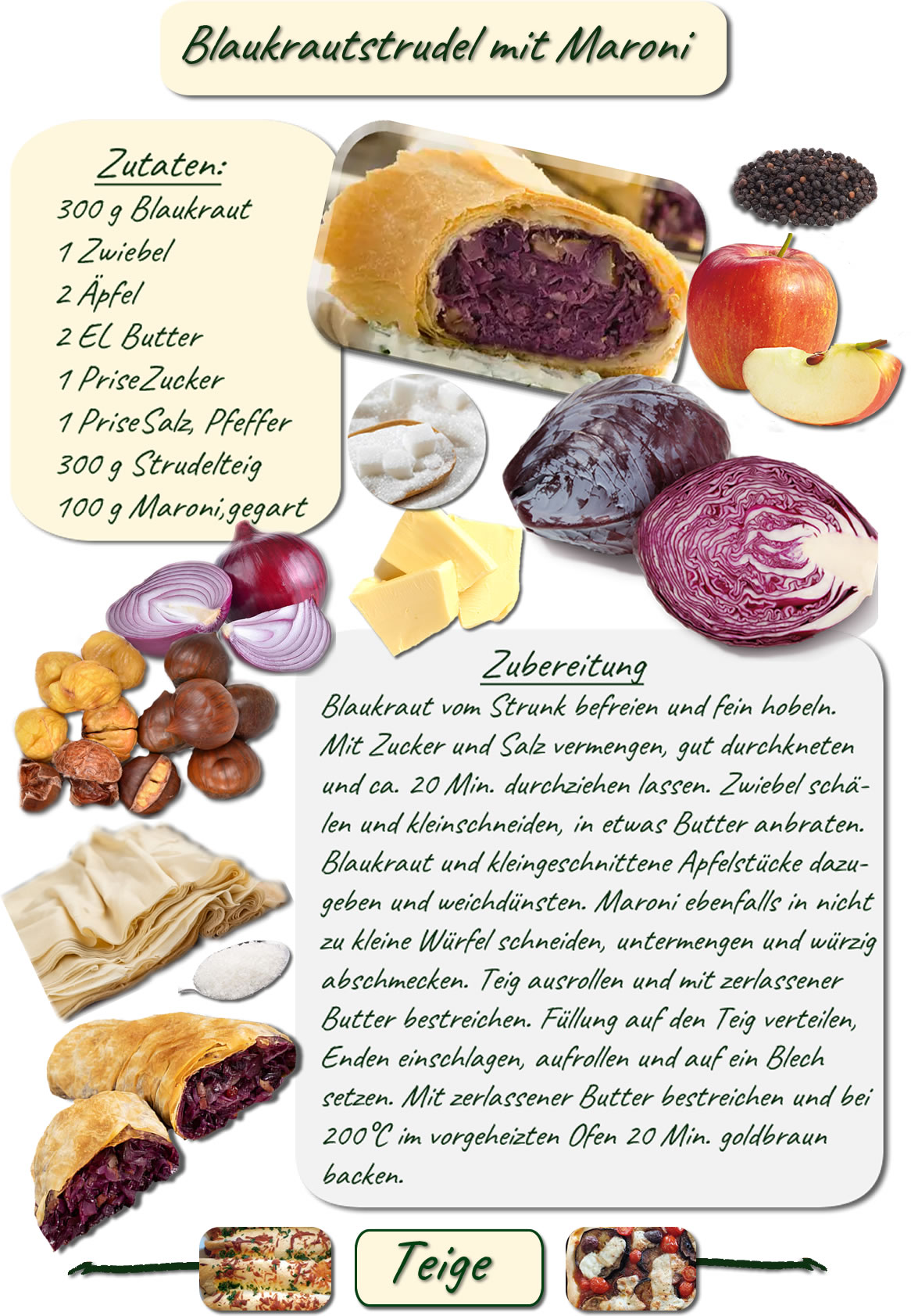 Blaukraut-Maroni Strudel