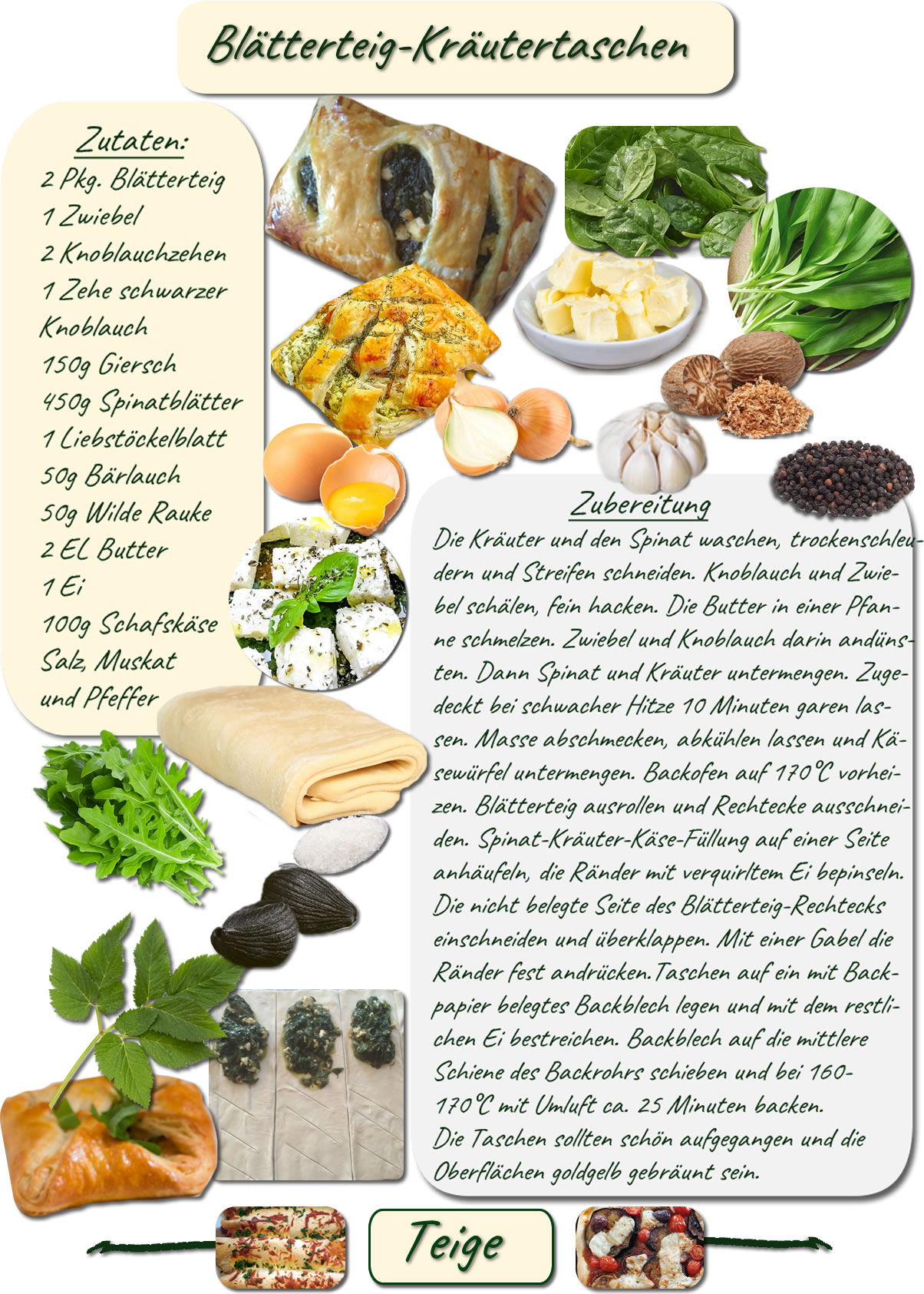 Blätterteig-Kräutertaschen