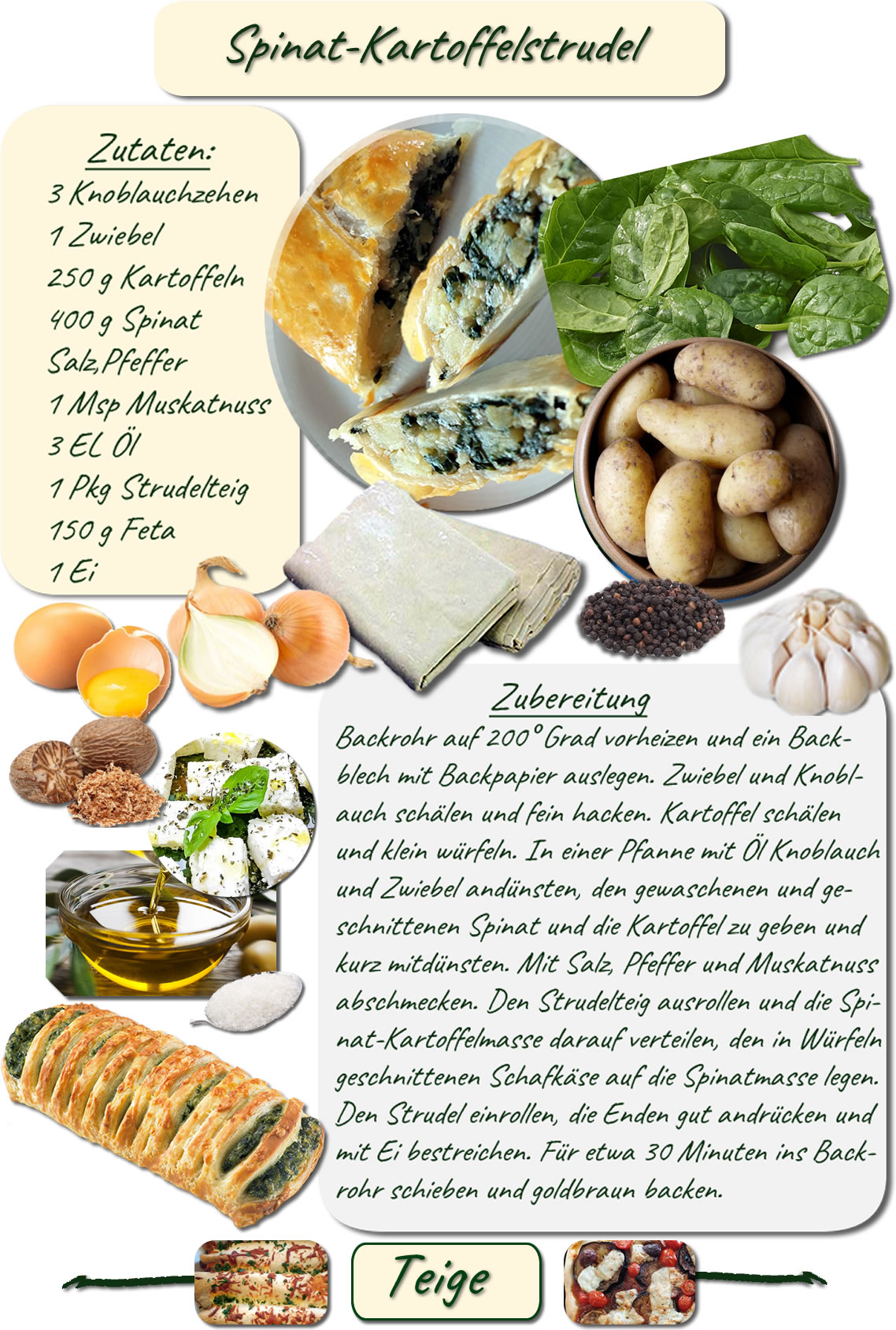 Spinat-Kartoffelstrudel