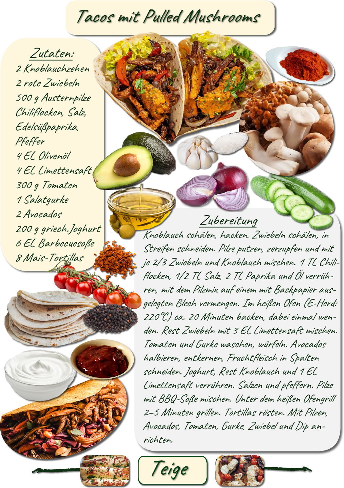 Tacos mit Pulled Mushrooms